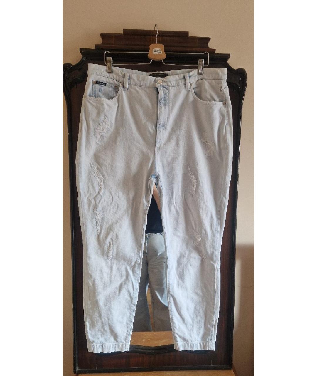 DOLCE&GABBANA Голубые хлопковые прямые джинсы, фото 5