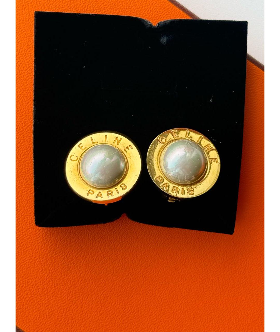 CELINE Белые клипсы, фото 3