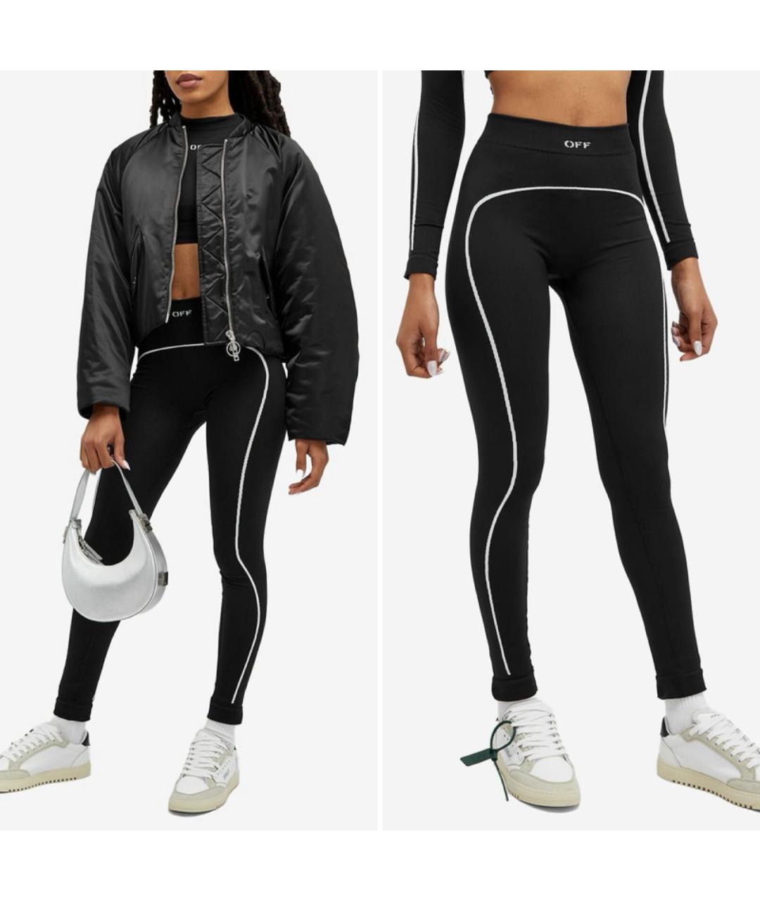OFF-WHITE Черные полиамидовые леггинсы и велосипедки, фото 3