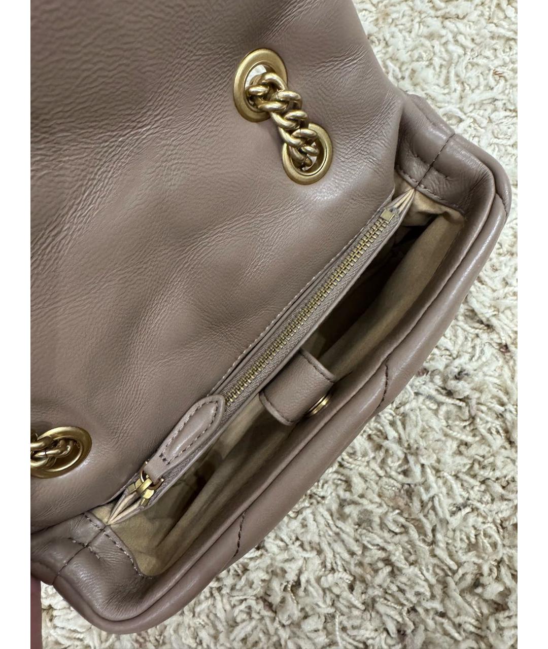 PINKO Бежевая кожаная сумка через плечо, фото 4