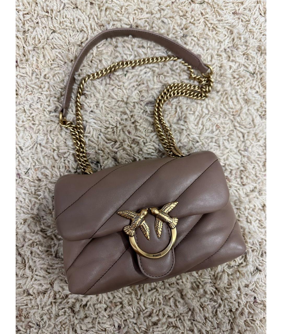 PINKO Бежевая кожаная сумка через плечо, фото 2