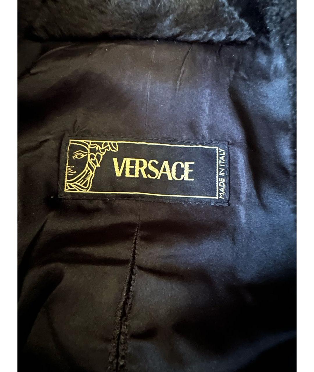 VERSACE Черная кожаная куртка, фото 4