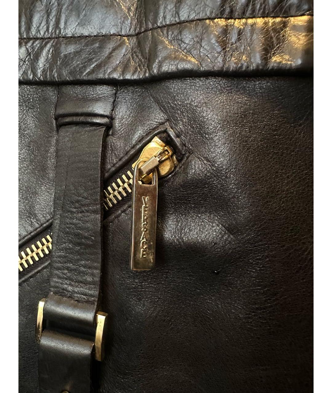 VERSACE Черная кожаная куртка, фото 6