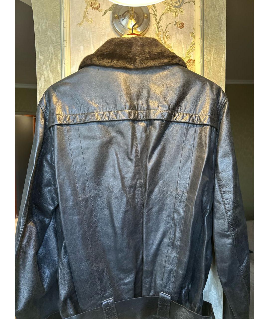 VERSACE Черная кожаная куртка, фото 2