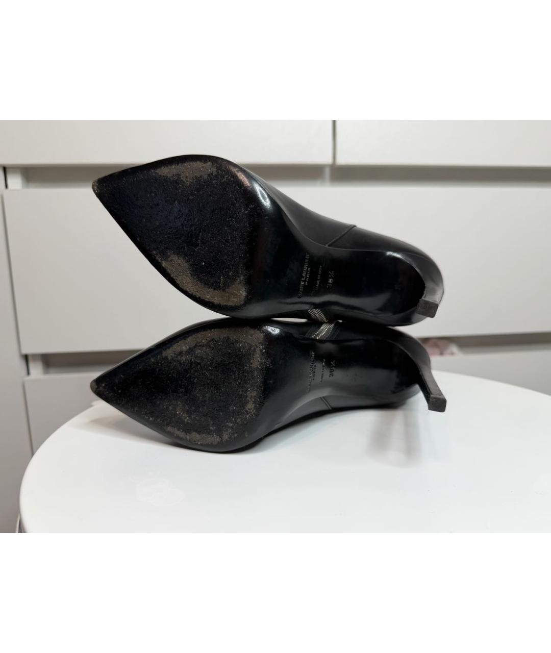 SAINT LAURENT Черные кожаные ботильоны, фото 4