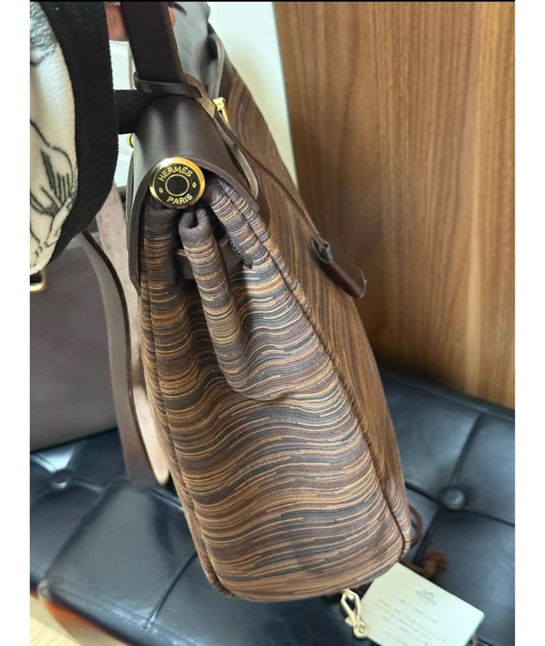 HERMES Коричневая тканевая сумка через плечо, фото 2