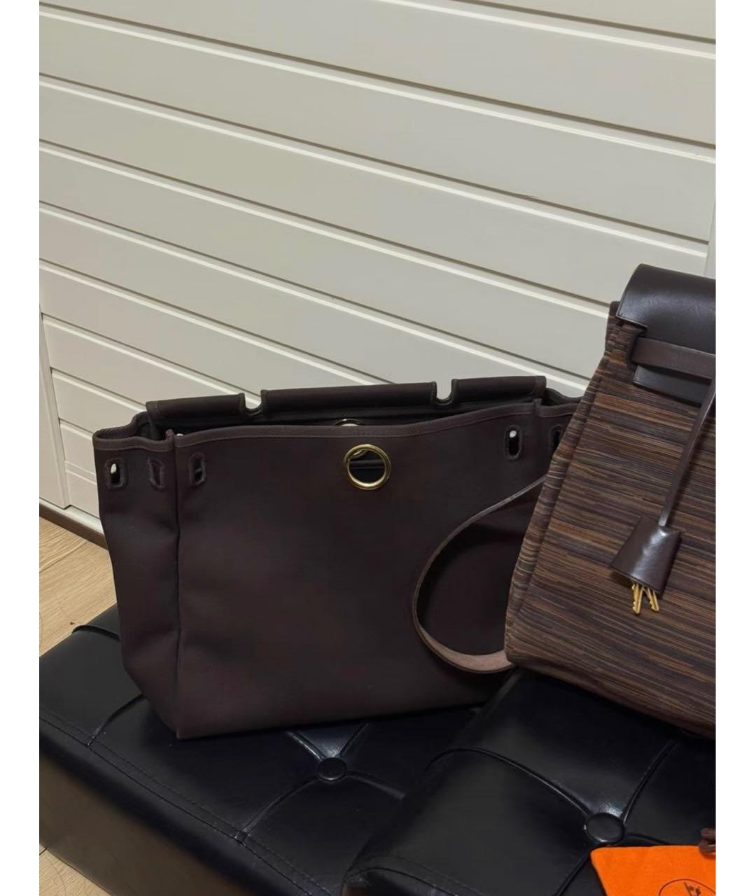 HERMES Коричневая тканевая сумка через плечо, фото 7