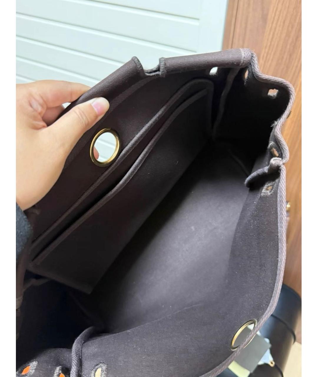 HERMES Коричневая тканевая сумка через плечо, фото 8