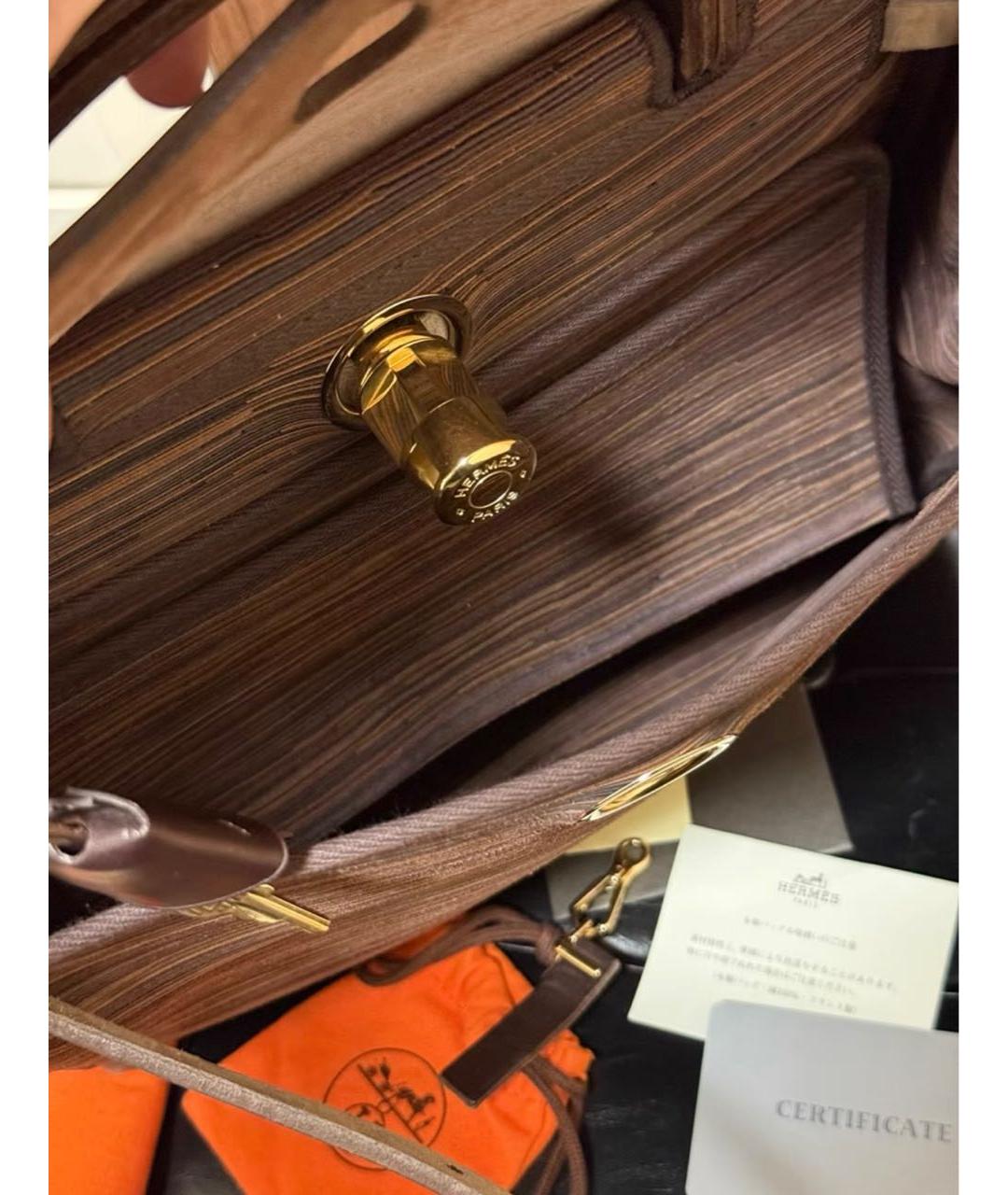 HERMES Коричневая тканевая сумка через плечо, фото 6