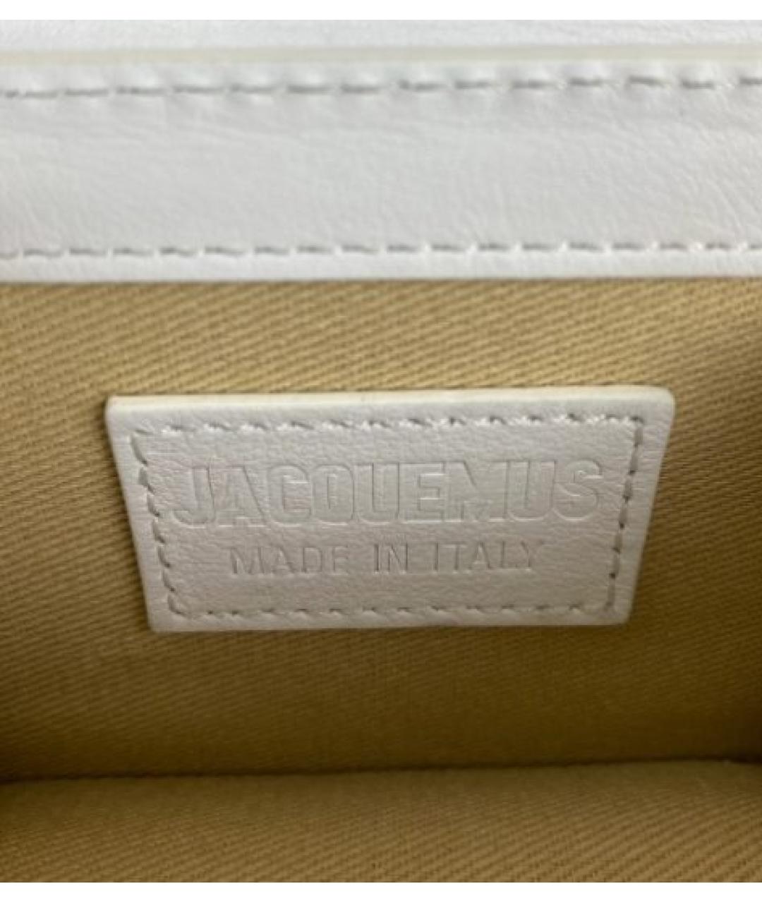JACQUEMUS Белая кожаная сумка с короткими ручками, фото 7