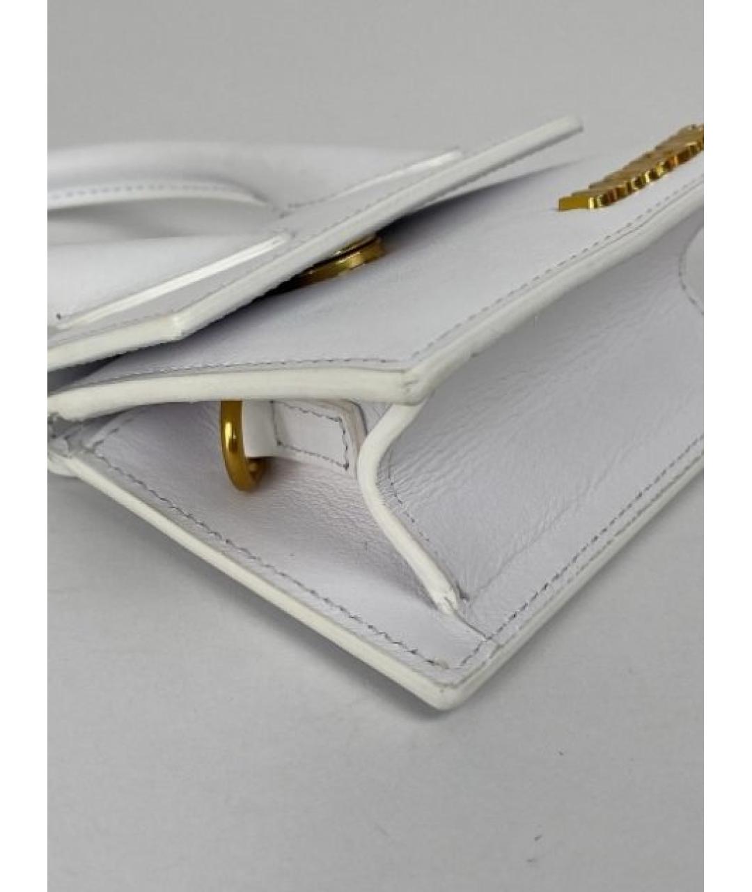 JACQUEMUS Белая кожаная сумка с короткими ручками, фото 5