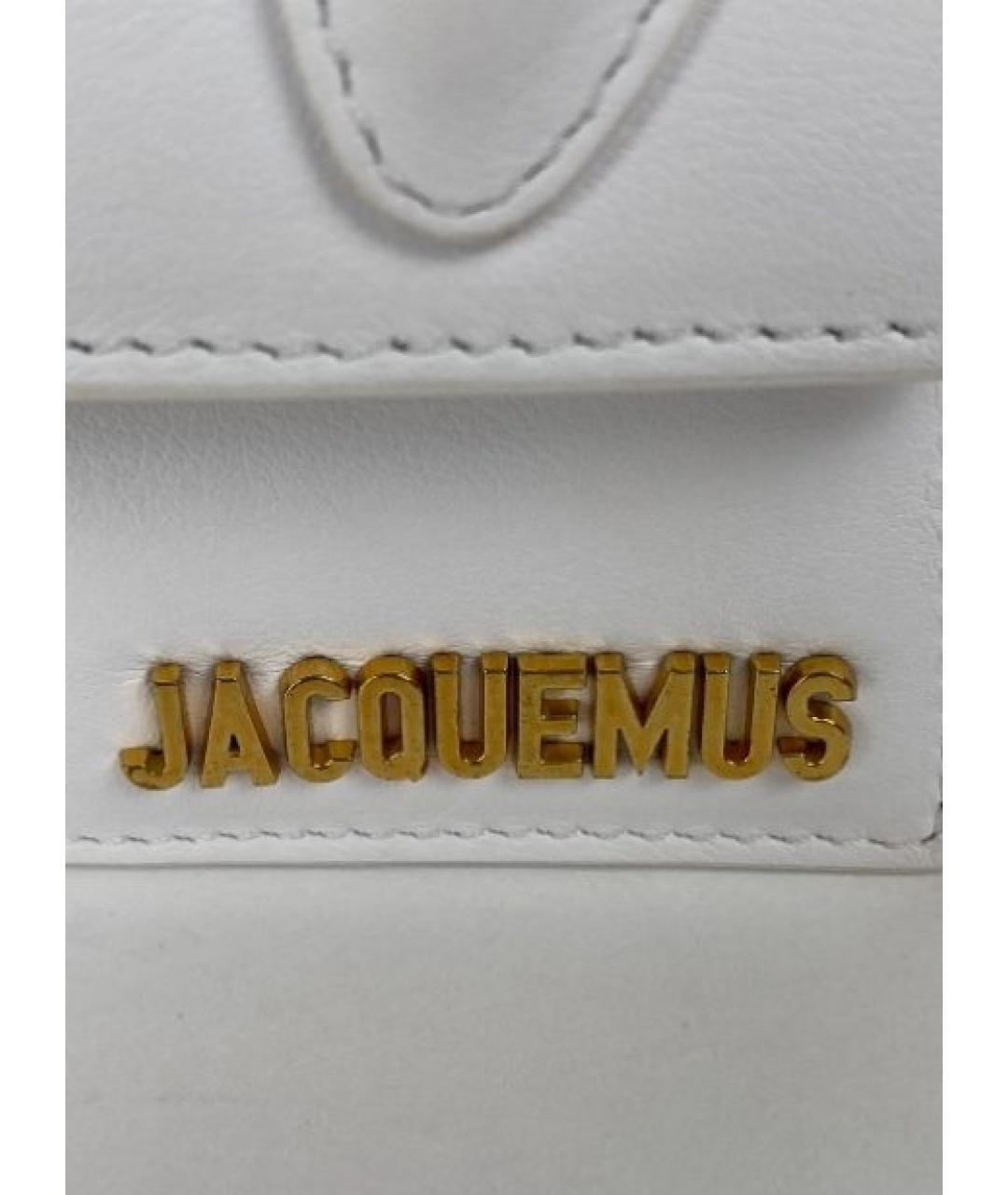JACQUEMUS Белая кожаная сумка с короткими ручками, фото 6