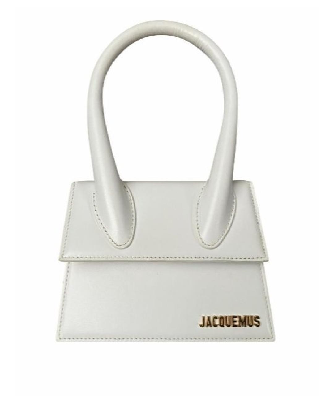 JACQUEMUS Белая кожаная сумка с короткими ручками, фото 8