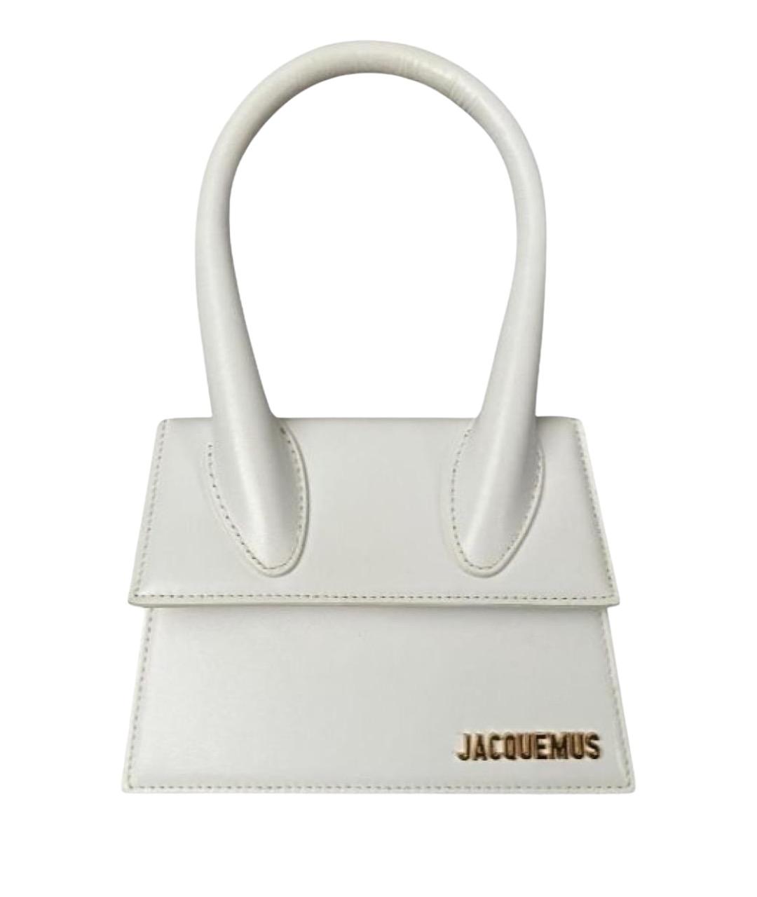 JACQUEMUS Белая кожаная сумка с короткими ручками, фото 1