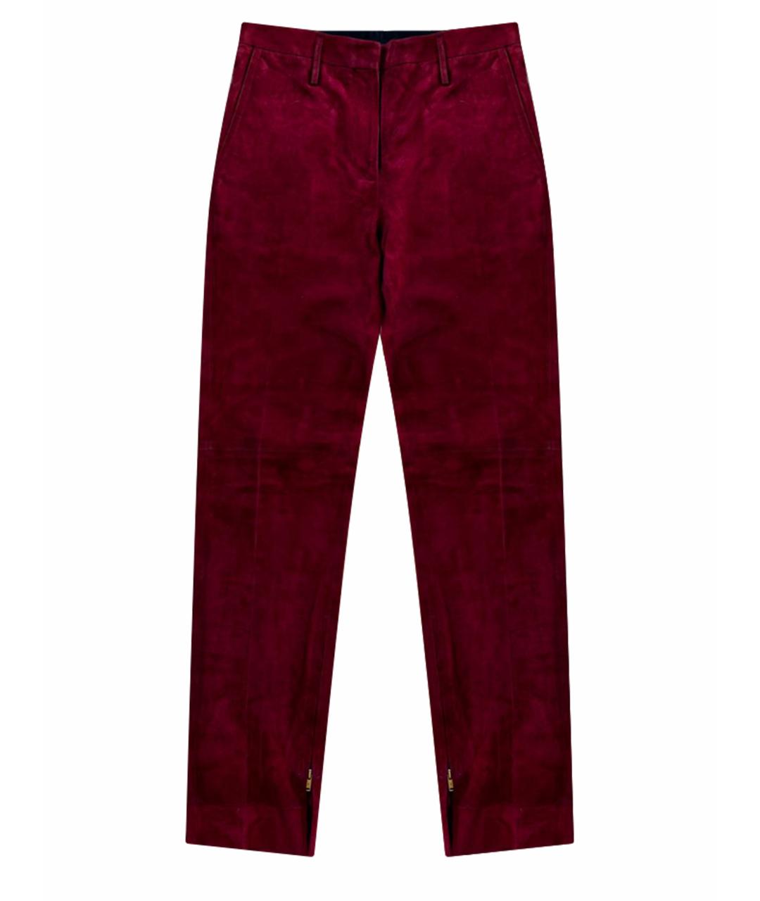 GOLDEN GOOSE DELUXE BRAND Бордовые замшевые прямые брюки, фото 1