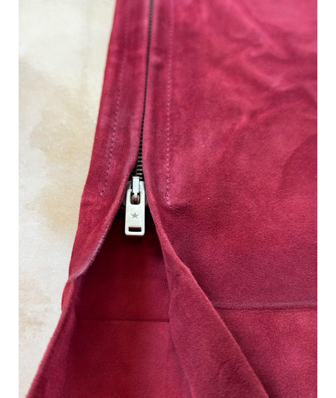 GOLDEN GOOSE DELUXE BRAND Бордовые замшевые прямые брюки, фото 4