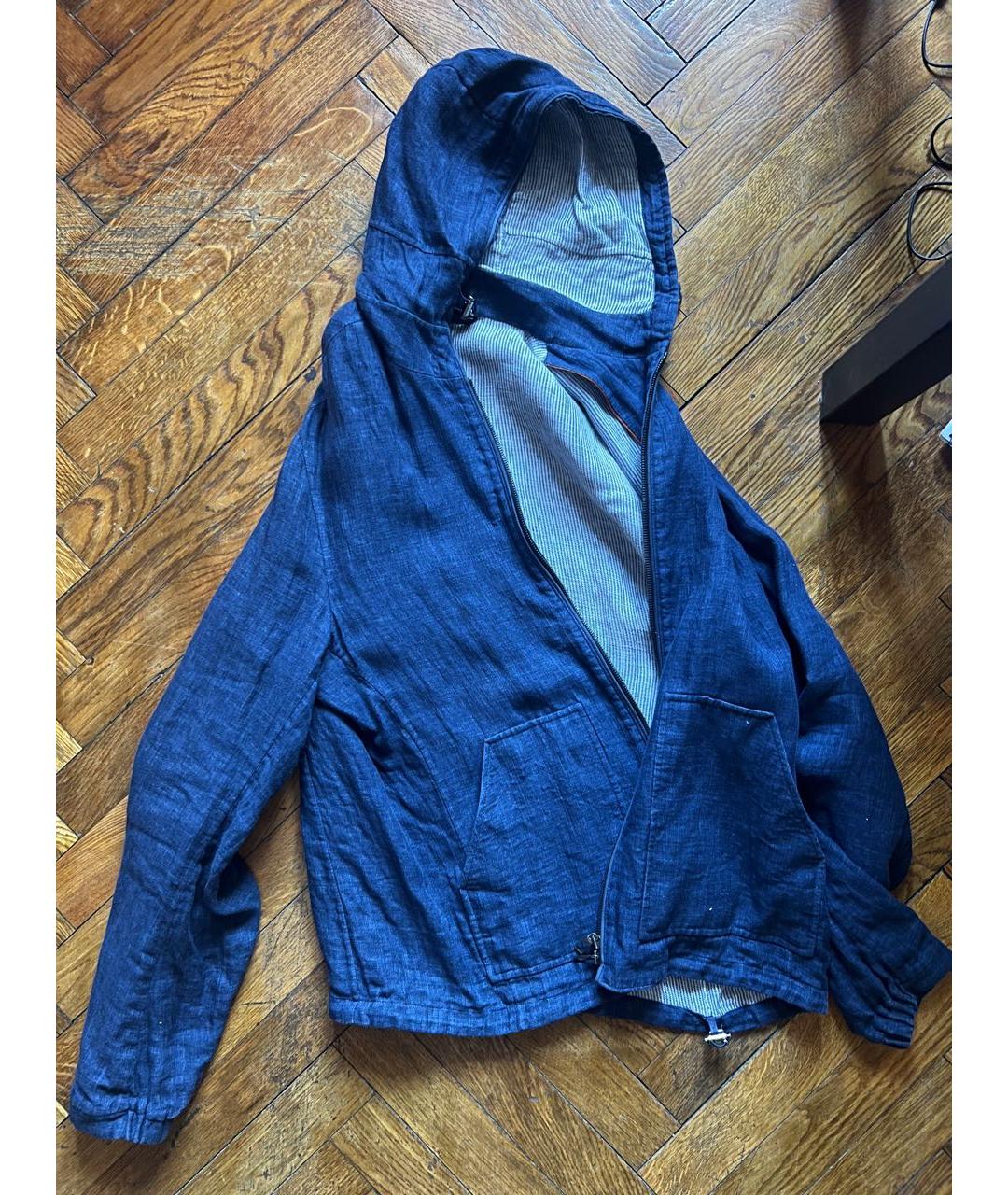 LORO PIANA Синяя льняная куртка, фото 4