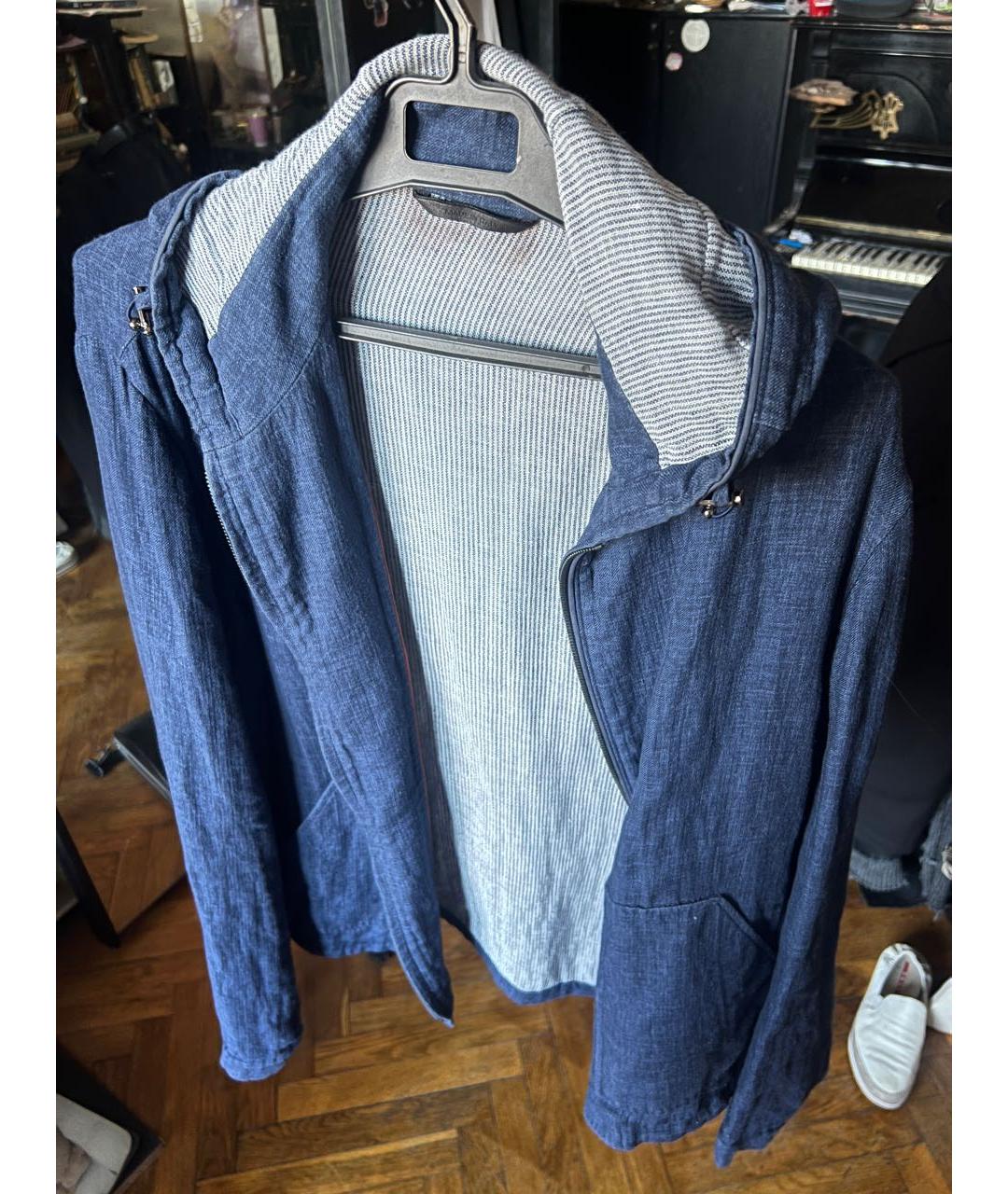 LORO PIANA Синяя льняная куртка, фото 9
