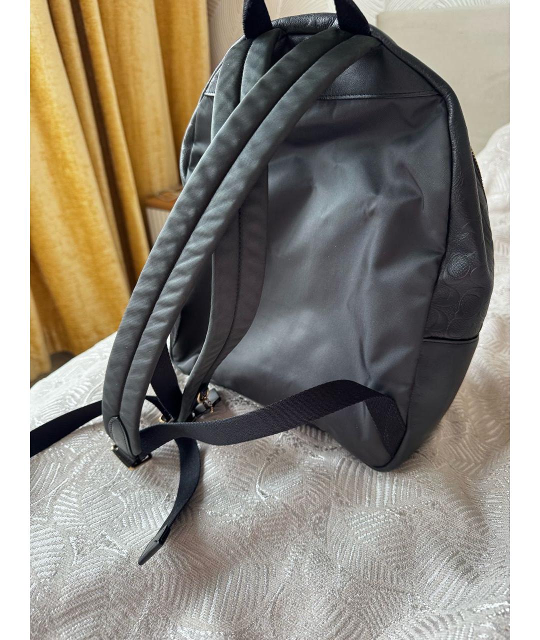 COACH Черный кожаный рюкзак, фото 3