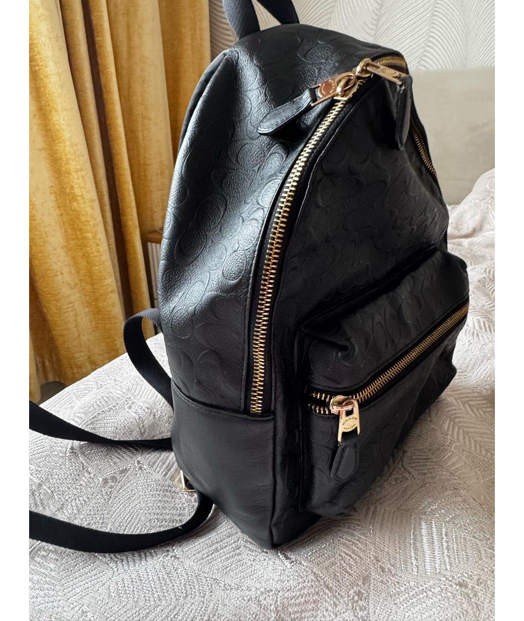 COACH Черный кожаный рюкзак, фото 2