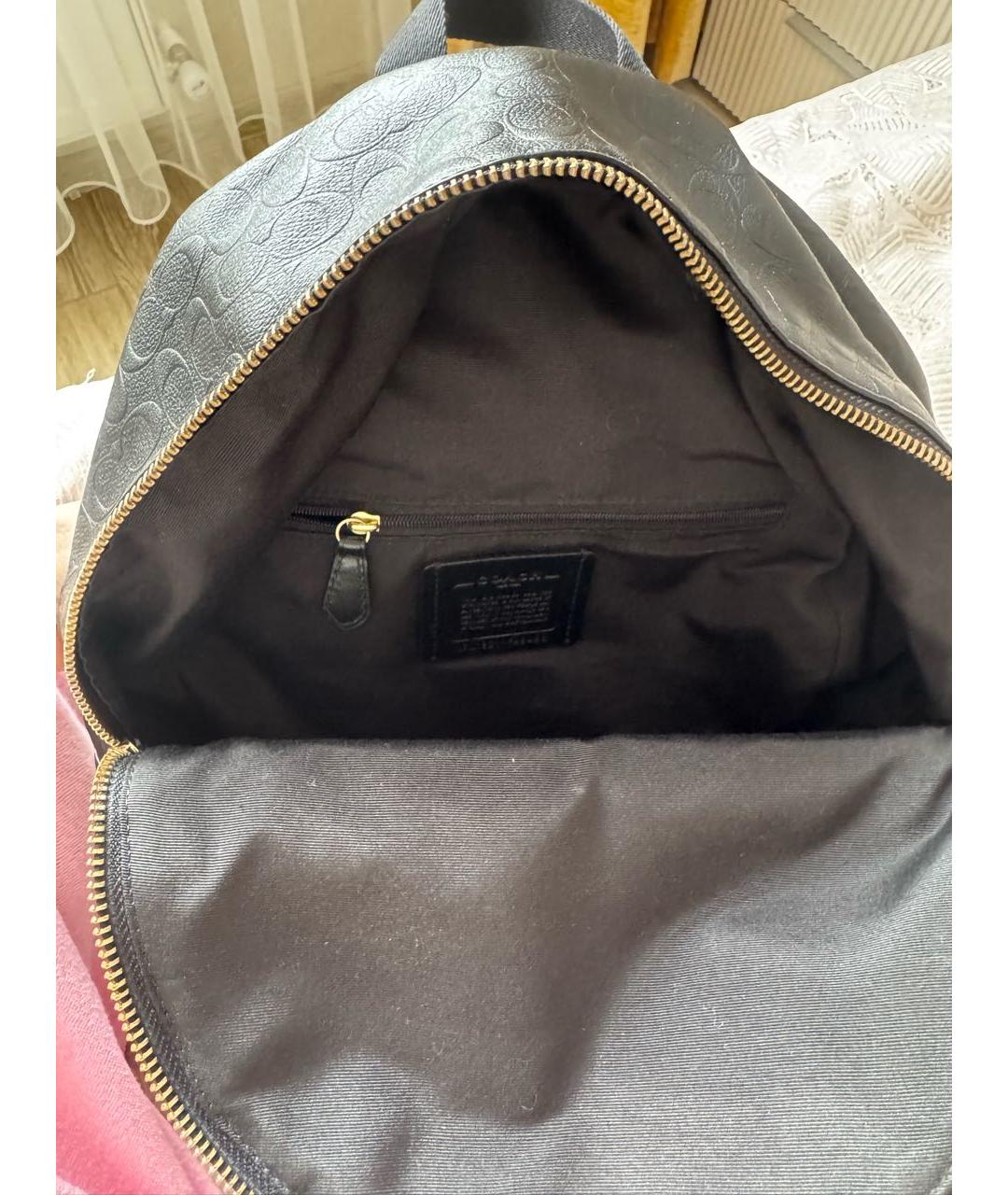 COACH Черный кожаный рюкзак, фото 4