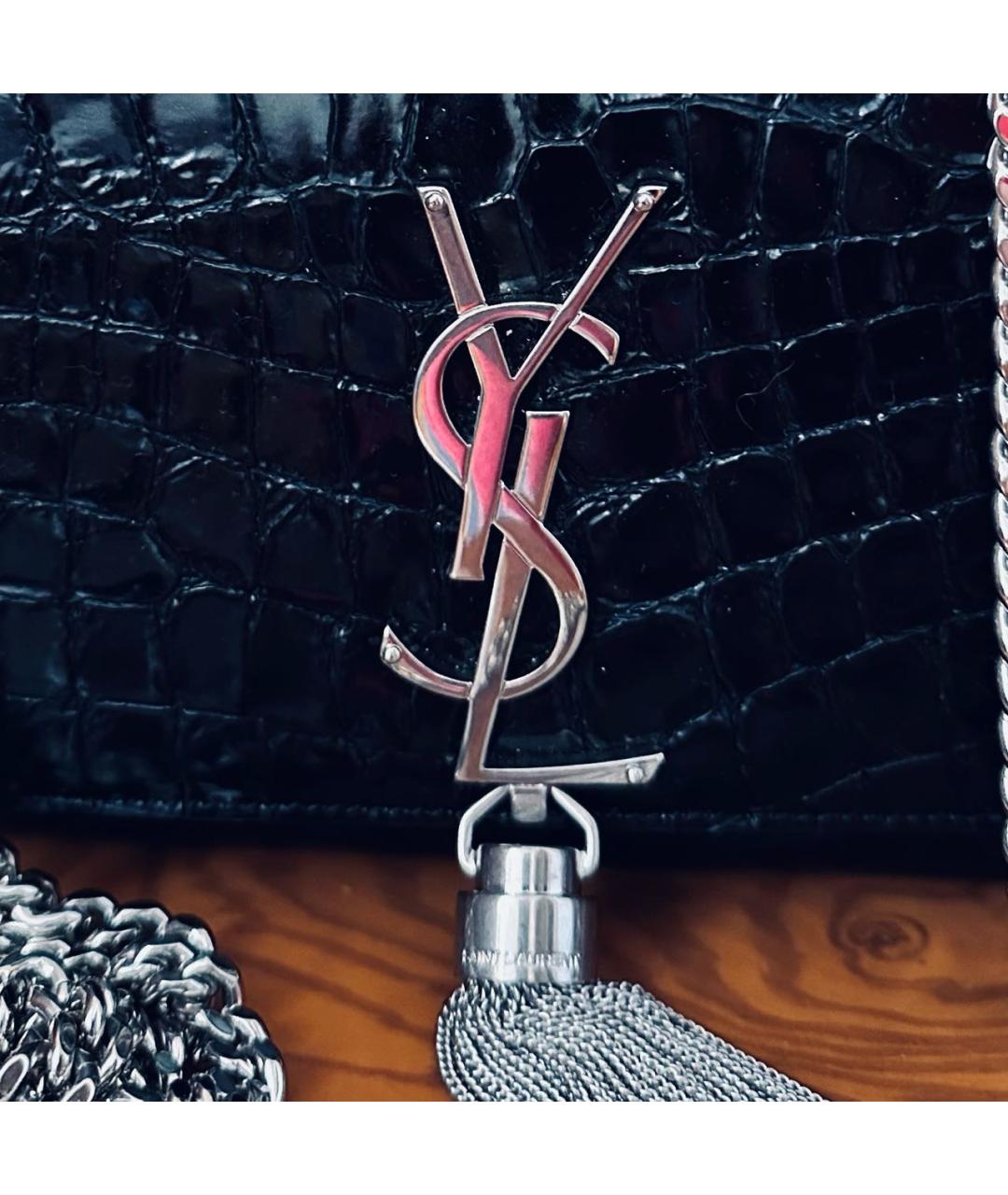 SAINT LAURENT Черная кожаная сумка через плечо, фото 7