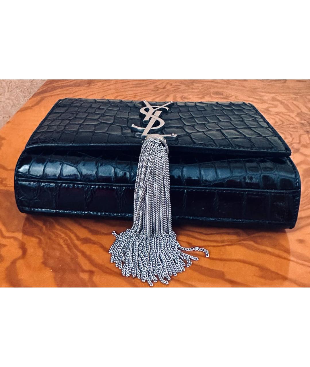 SAINT LAURENT Черная кожаная сумка через плечо, фото 6