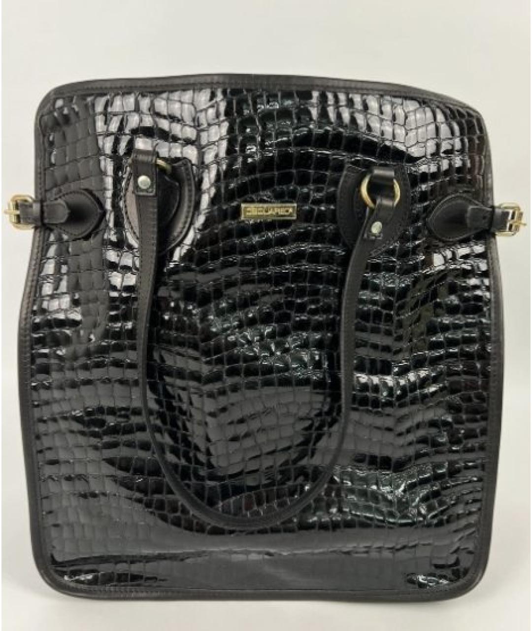 DSQUARED2 Черная сумка тоут из лакированной кожи, фото 8