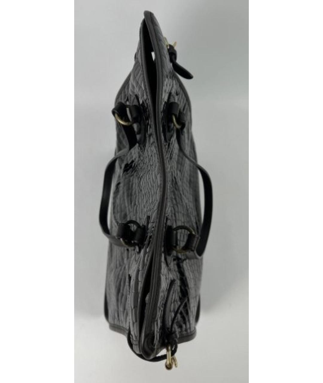 DSQUARED2 Черная сумка тоут из лакированной кожи, фото 4