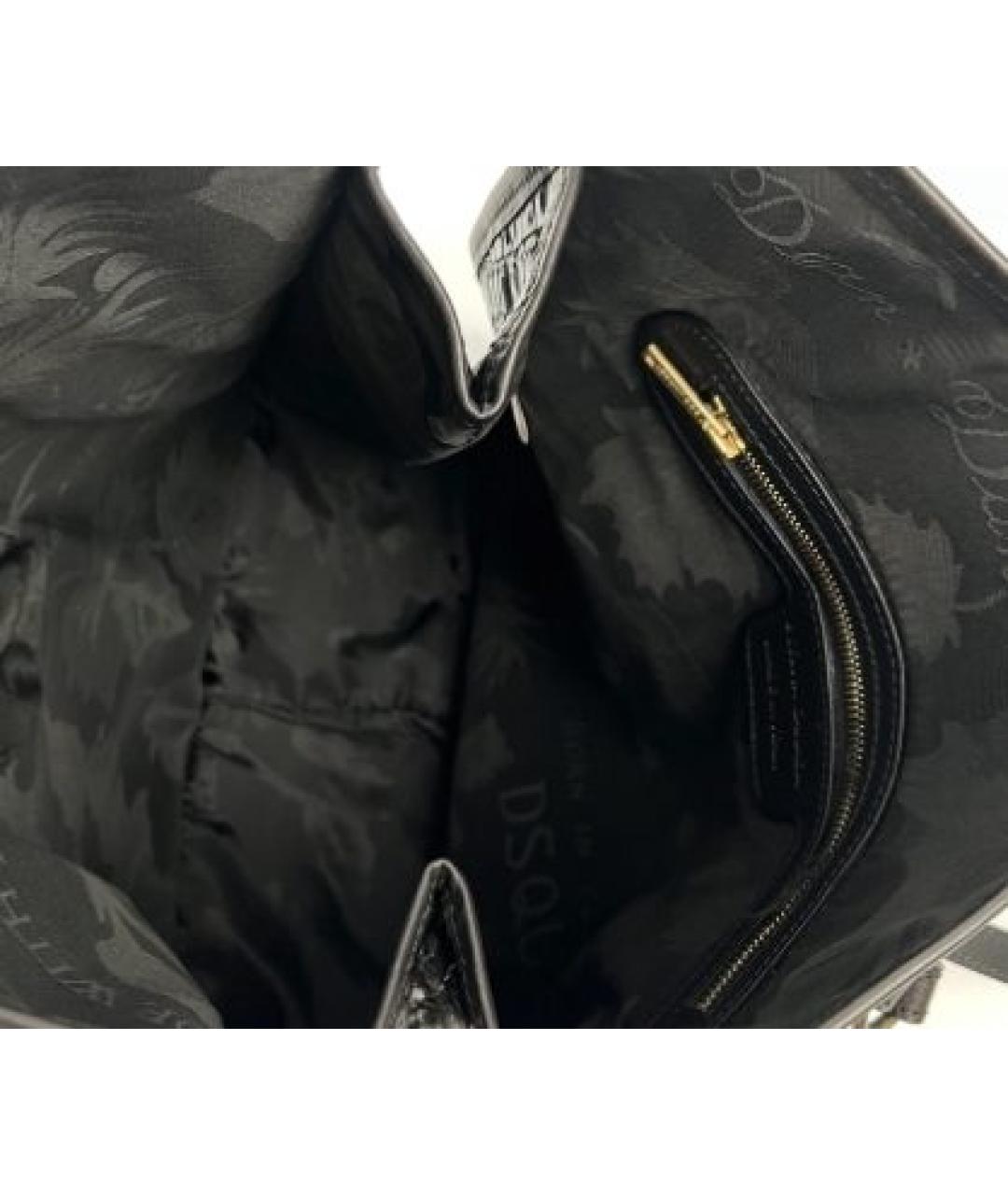 DSQUARED2 Черная сумка тоут из лакированной кожи, фото 6