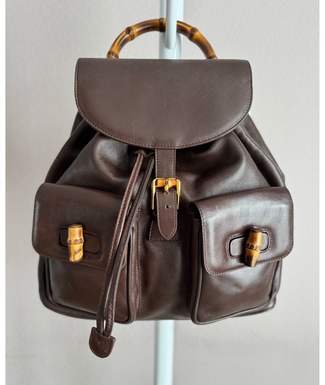 GUCCI Коричневый кожаный рюкзак, фото 2