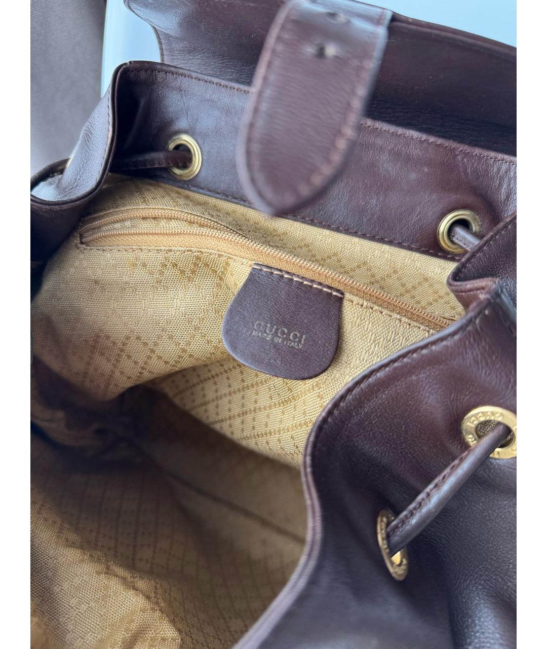 GUCCI Коричневый кожаный рюкзак, фото 8