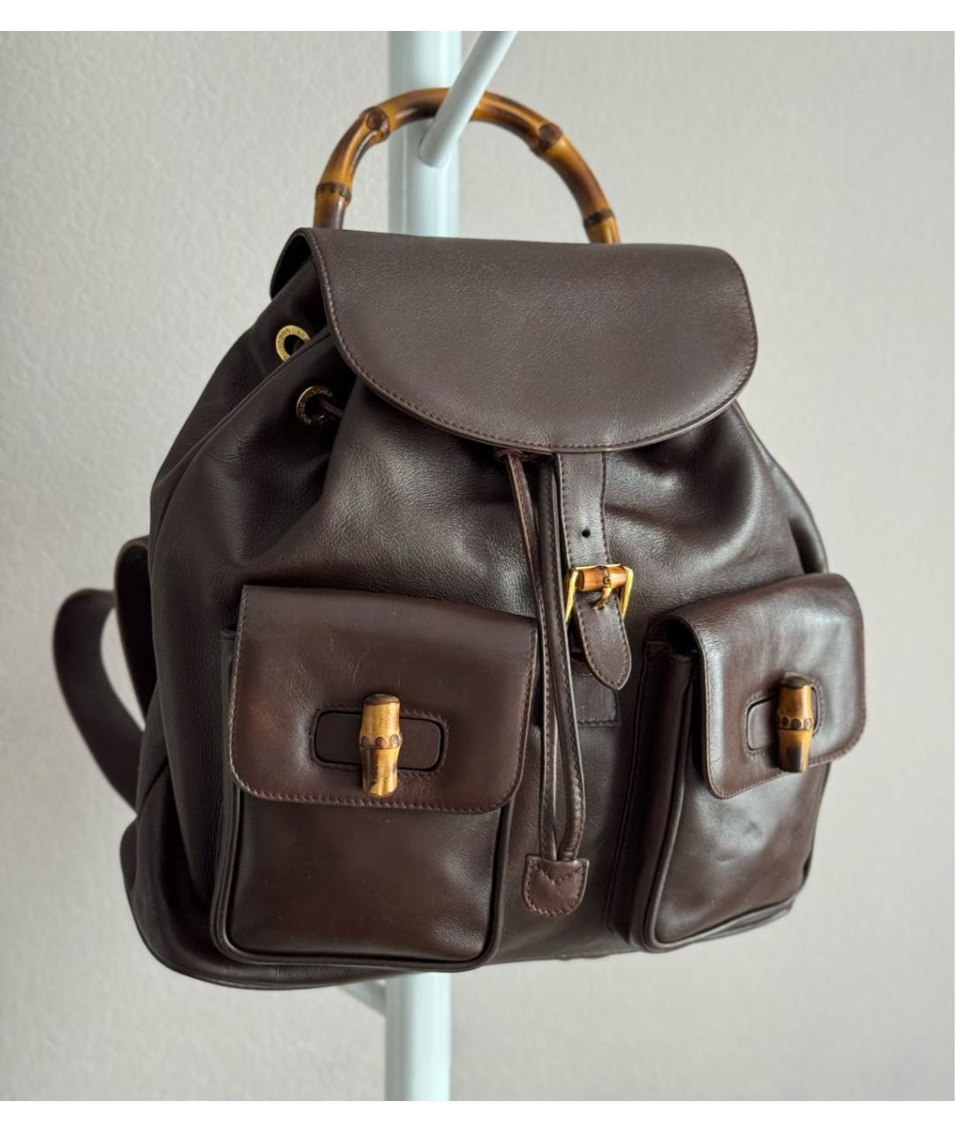 GUCCI Коричневый кожаный рюкзак, фото 3