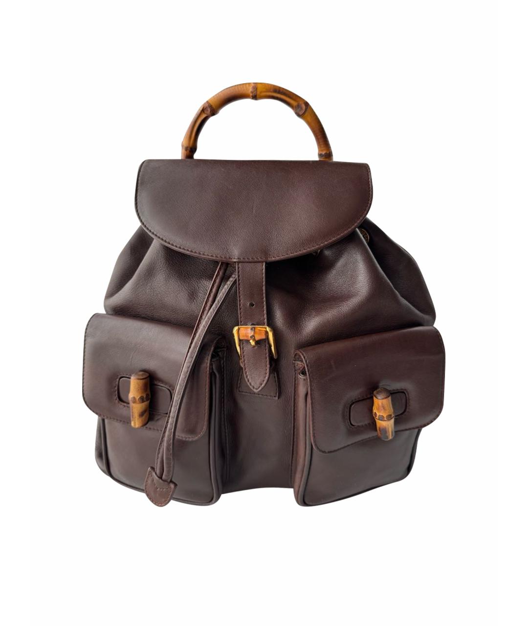 GUCCI Коричневый кожаный рюкзак, фото 1