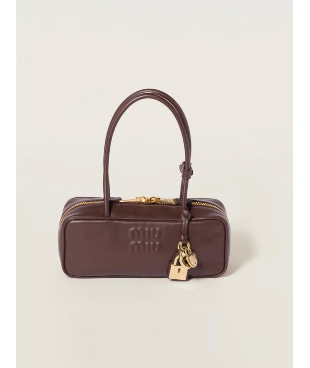 MIU MIU Коричневая кожаная сумка с короткими ручками, фото 9