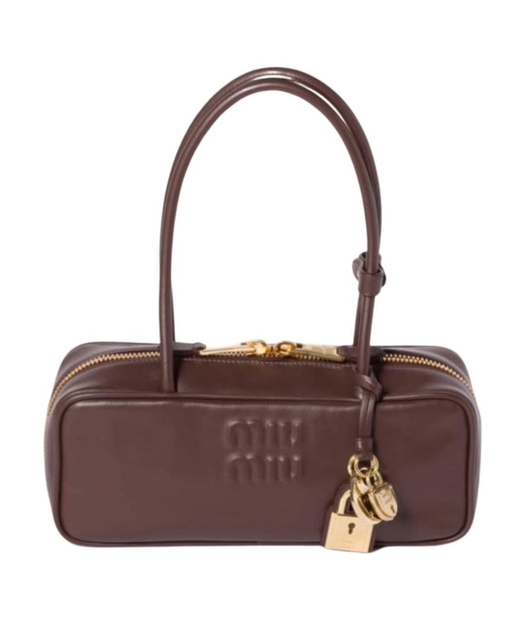 MIU MIU Коричневая кожаная сумка с короткими ручками, фото 1