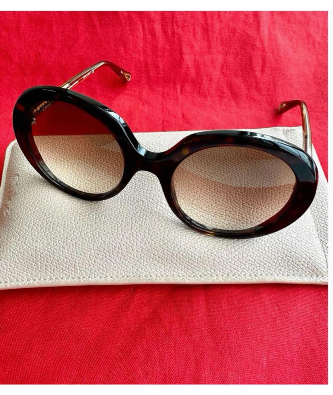 CHLOE Коричневые пластиковые солнцезащитные очки, фото 2