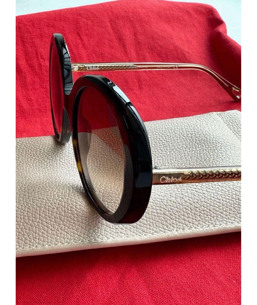 CHLOE Коричневые пластиковые солнцезащитные очки, фото 3