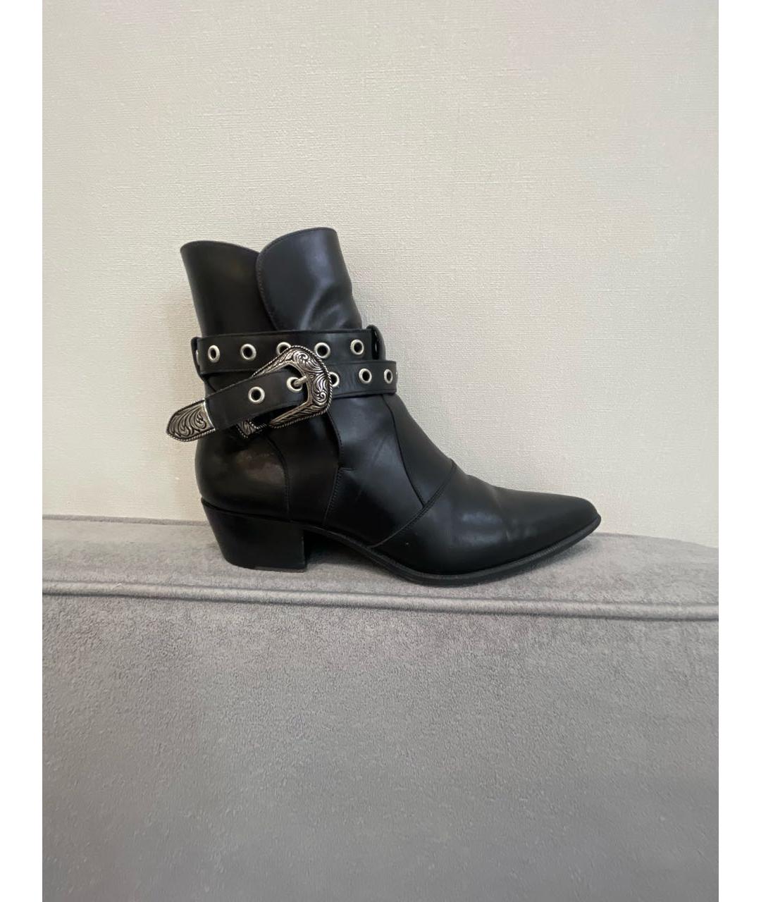 SAINT LAURENT Черные кожаные ботинки, фото 9