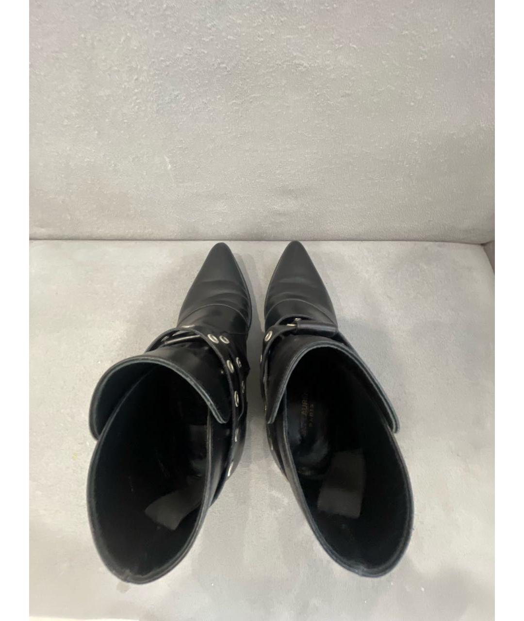 SAINT LAURENT Черные кожаные ботинки, фото 3