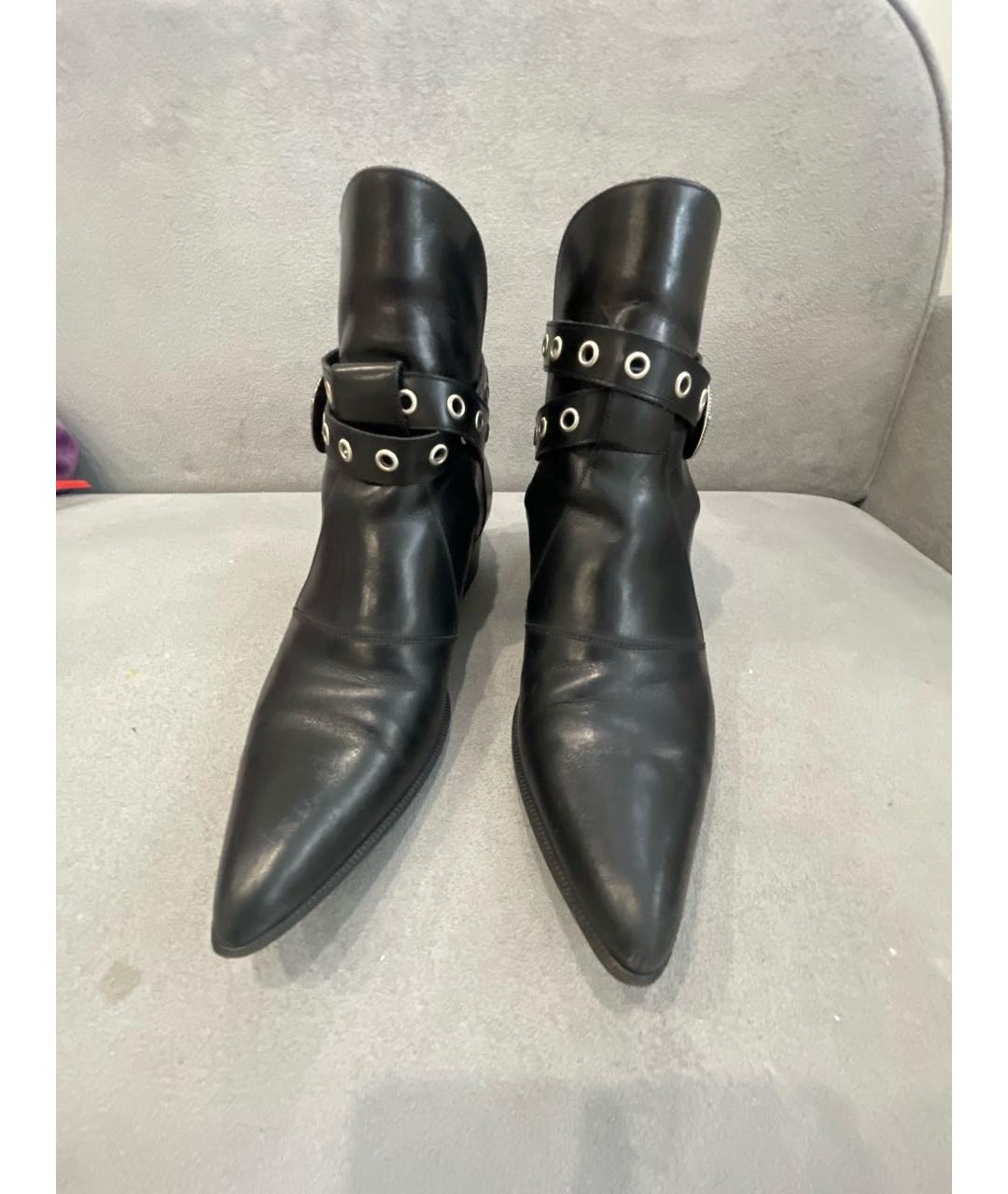 SAINT LAURENT Черные кожаные ботинки, фото 2