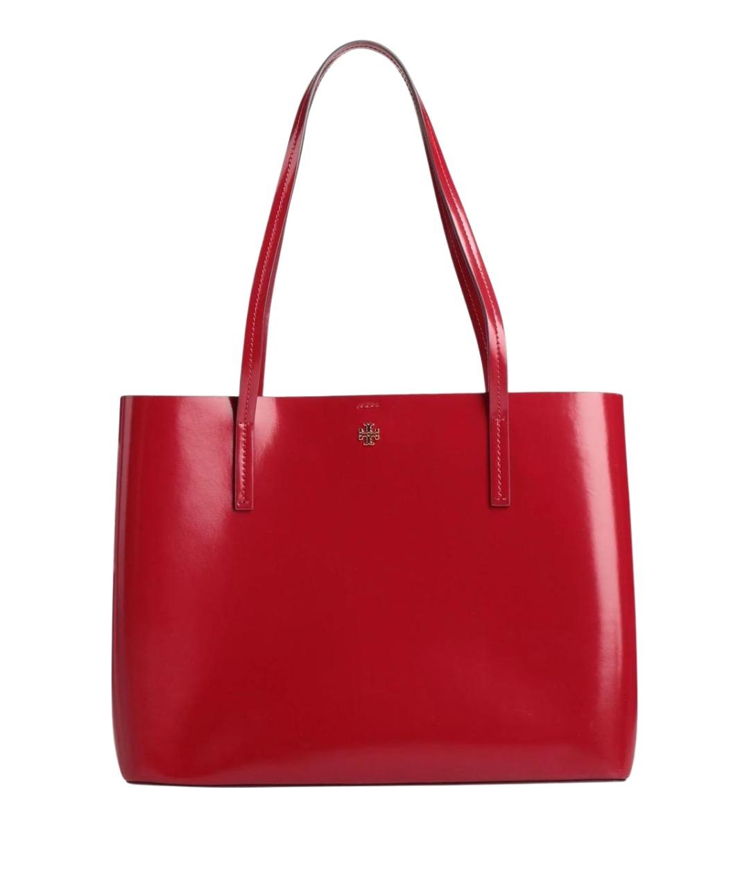 TORY BURCH Красная сумка тоут из лакированной кожи, фото 1