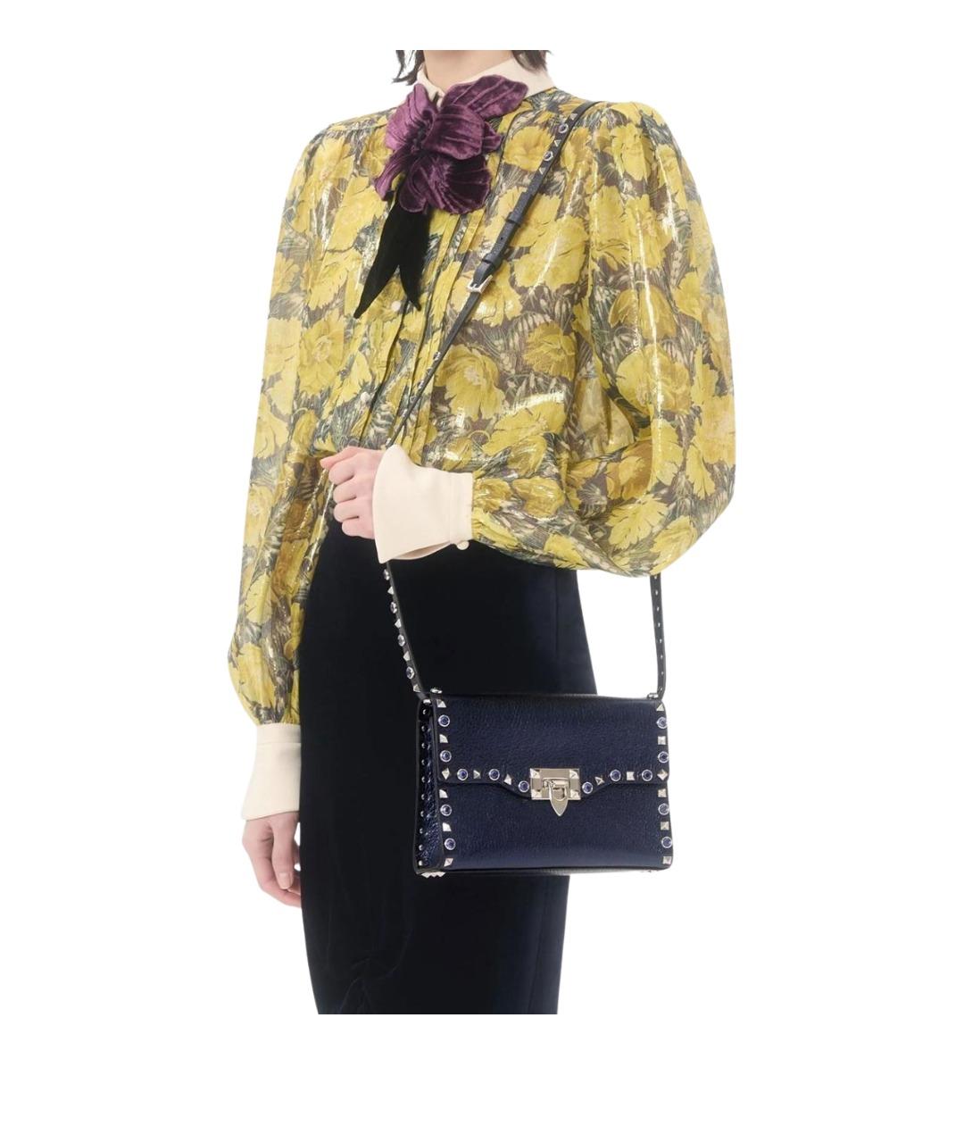 VALENTINO Синяя кожаная сумка через плечо, фото 2