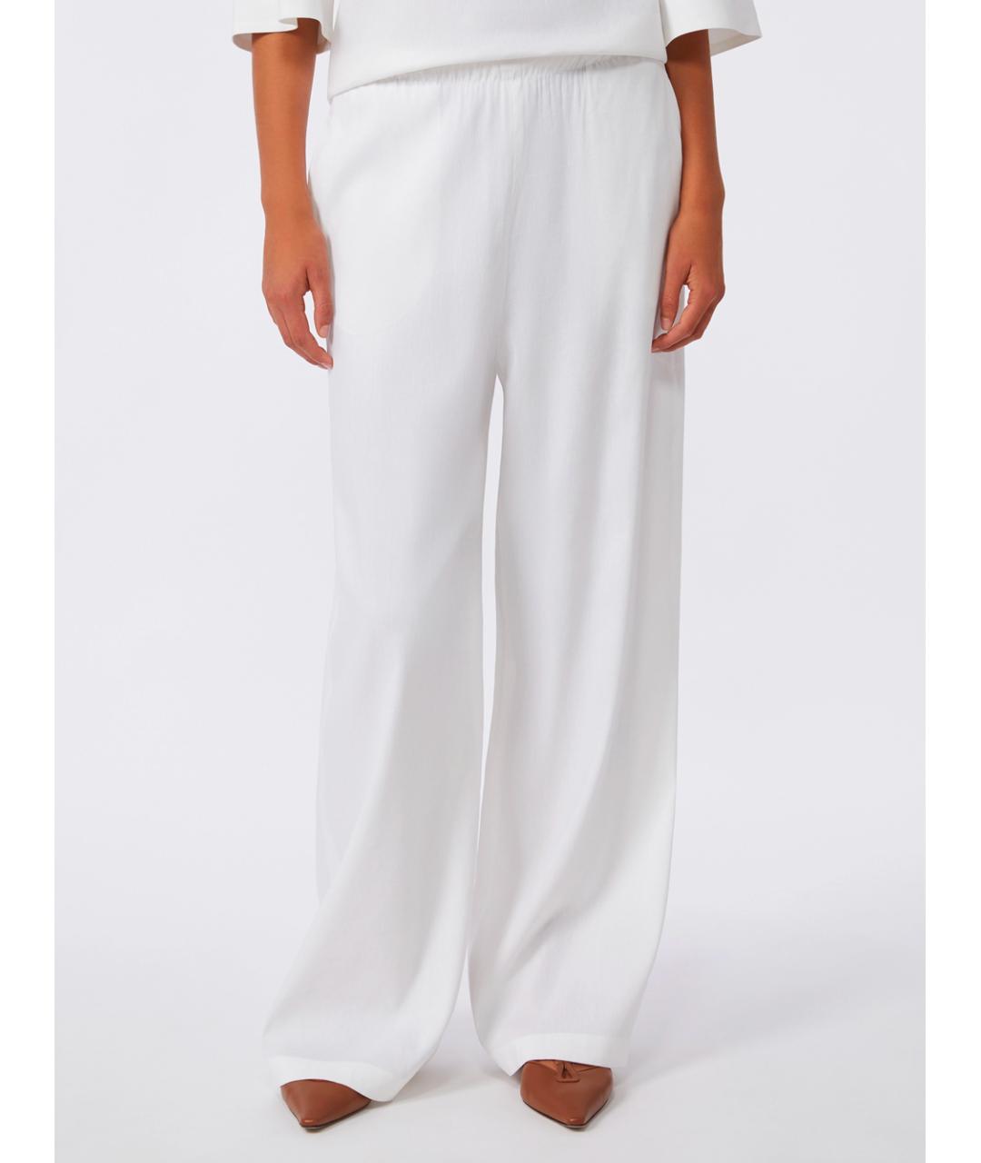 MAX MARA Белые льняные прямые брюки, фото 2