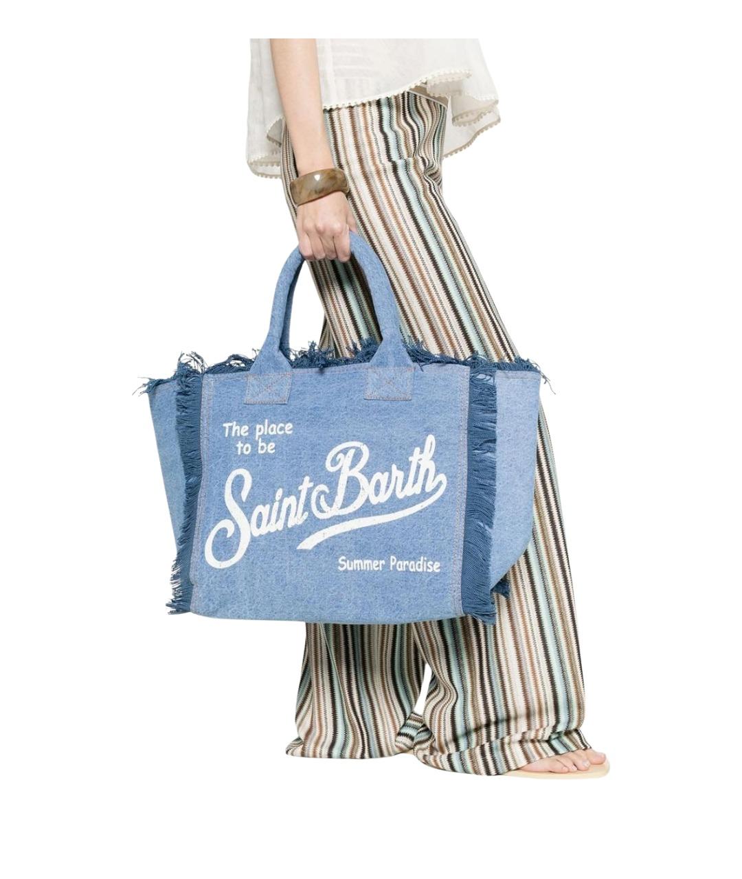 MC2 SAINT BARTH Синяя хлопковая сумка тоут, фото 2