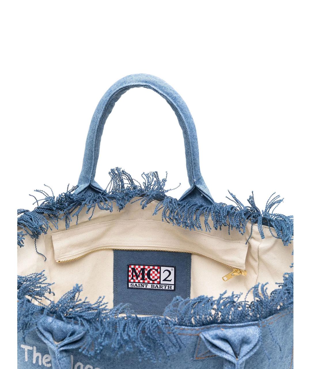 MC2 SAINT BARTH Синяя хлопковая сумка тоут, фото 4