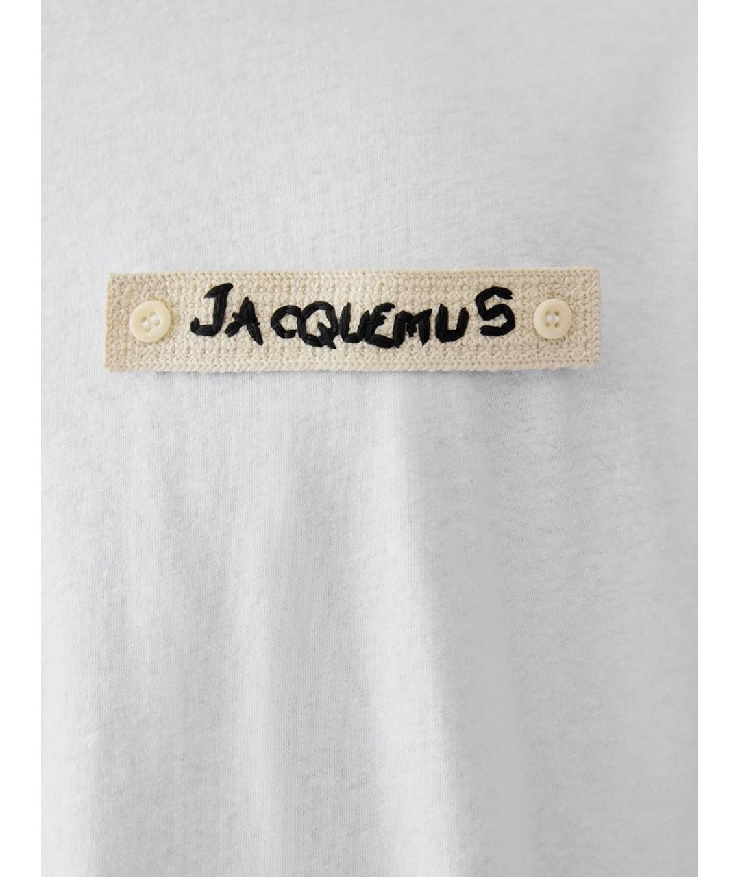 JACQUEMUS Белая хлопковая футболка, фото 4