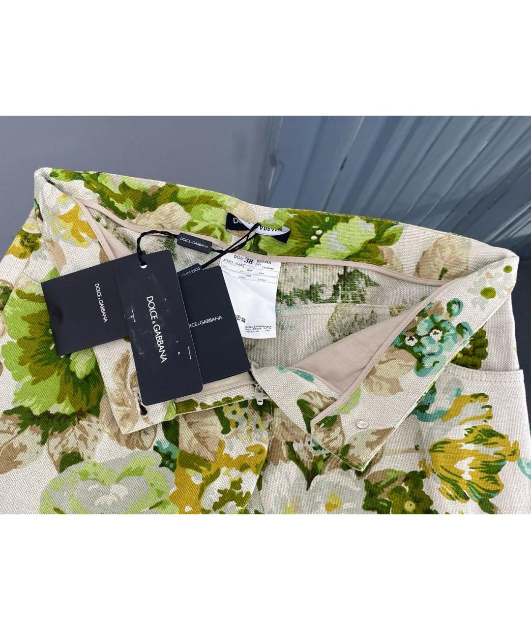 DOLCE&GABBANA Мульти льняные прямые брюки, фото 3