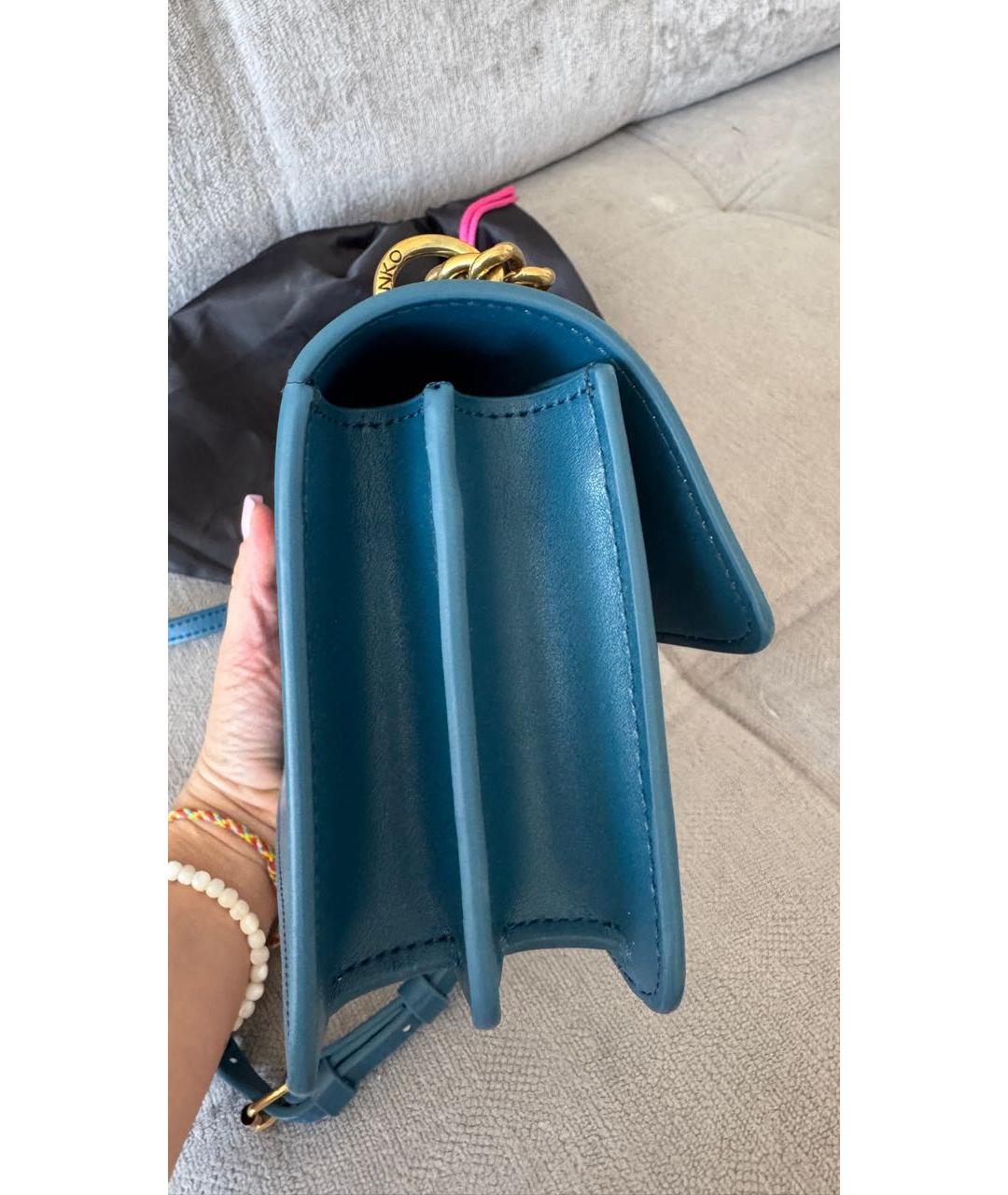 PINKO Синяя кожаная сумка через плечо, фото 3