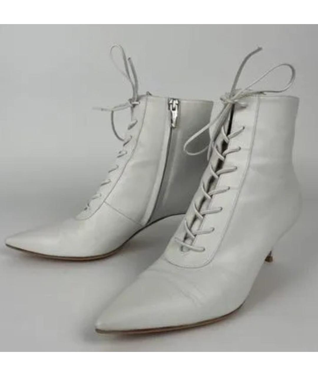 GIANVITO ROSSI Белые кожаные ботильоны, фото 4